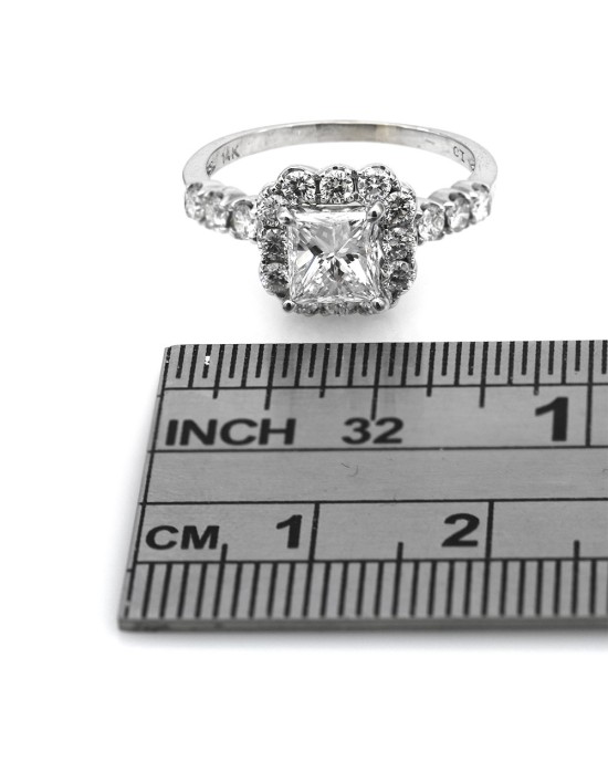 Princess Cut Diamond Solitaire Halo Ring